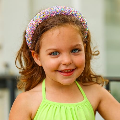 Rainbow Sequin Padded Headband for Girls - Sparkly Puffy Hair Accessory for Kids & Teens, 1 Pack