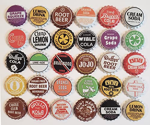 Vintage Soda Bottle Caps - 100 Random Designs, 1.25" Diameter