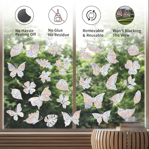 Bird Strike Prevention Window Decals | 30 Static Clings for Safety