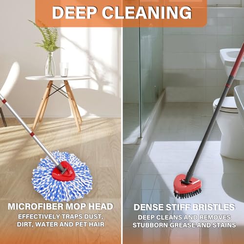 O-Cedar RinseClean Mop Replacement Heads - 2 Microfiber Refills & Stiff Brush