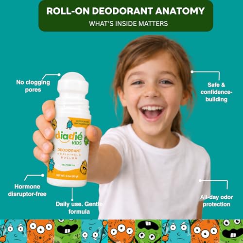 DIADIÉ Kids Natural Deodorant Roll-On 1 Pack Baking Soda & Aluminum-Free