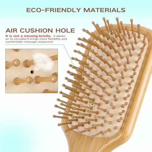 Bamboo Hair Brush & Comb Set for Women, Men & Kids - Square