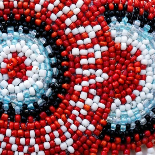 La Vivia Handmade Beaded Hair Barrette - Red Round Medallion Clip
