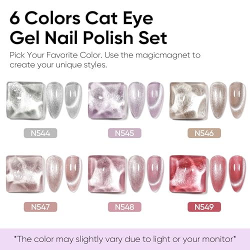 Nicedeco TZ657 6PCS 5ml Transparent Pink Magnetic Cat Eye Gel Polish