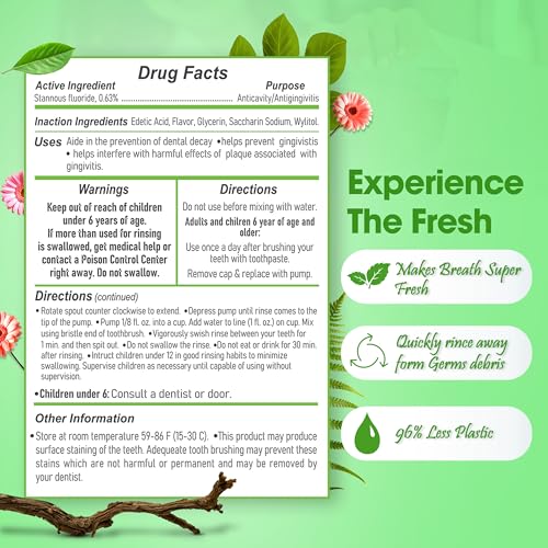 Stannous Fluoride Mouthwash - 10 Fl Oz Spearmint Flavor - Alcohol Free, Antimicrobial Formula