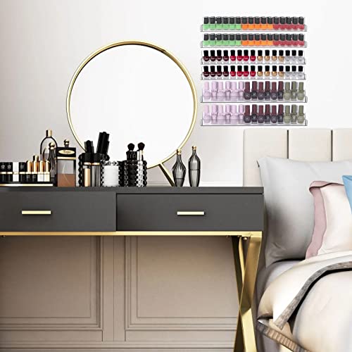 15-Inch 6Pcs Acrylic Nail Polish Wall Rack Organizer for Salon & Home Storage