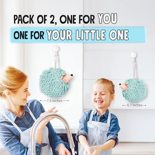 Sophie & Panda Fuzzy Ball Hand Towels - Smiley Hedgehog Set (2-Pack)