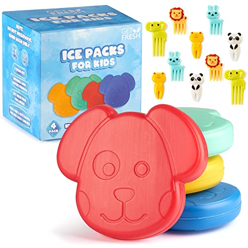 Cute Dog Mini Ice Packs for Kids Lunch Boxes - 4-Pack