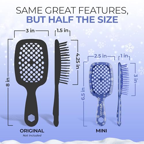 FHI Heat Frosty Blue UNbrush Mini Holiday Detangling Hair Brush - Snowflakes Variant