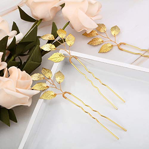 Bride Gold Leaf Hair Pins (6 Pack) Vintage Wedding Accessories