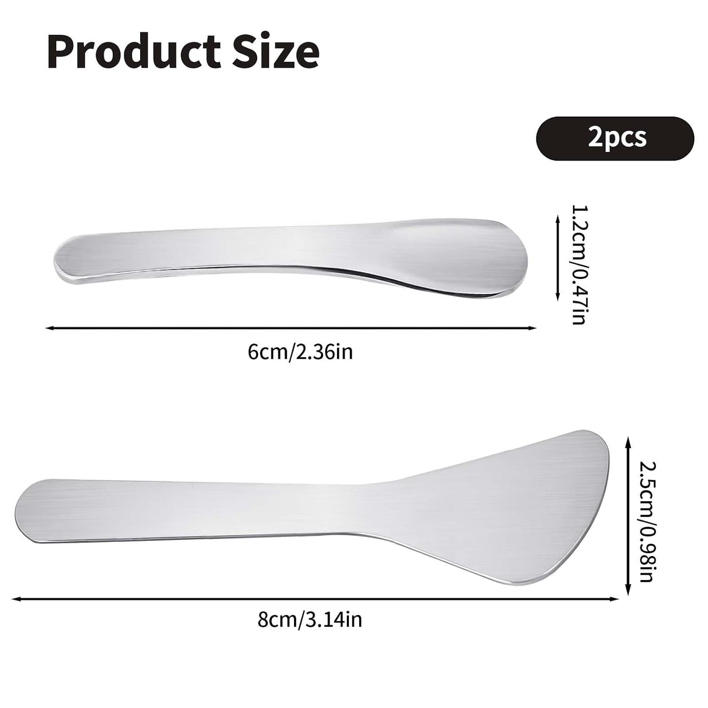 Mini Metal Cosmetic Spatulas - 2 Pcs Makeup & Skincare Mixing Tools | Beauty Accessories for Creams & Masks