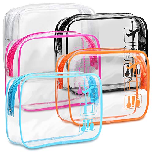 F-color TSA Approved Clear Toiletry Bag Set - 5 Pack for Travel