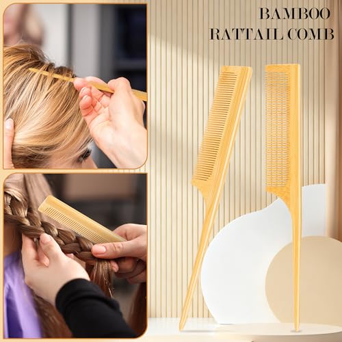 BFWood 3 Pack Yellow Bamboo Detangling Hair Brush Set for Travel & Styling