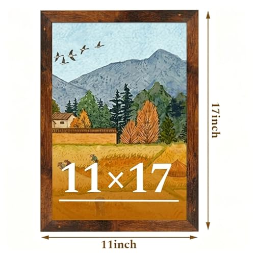 11x17 Brown Picture Frame with Shatterproof Plexiglass