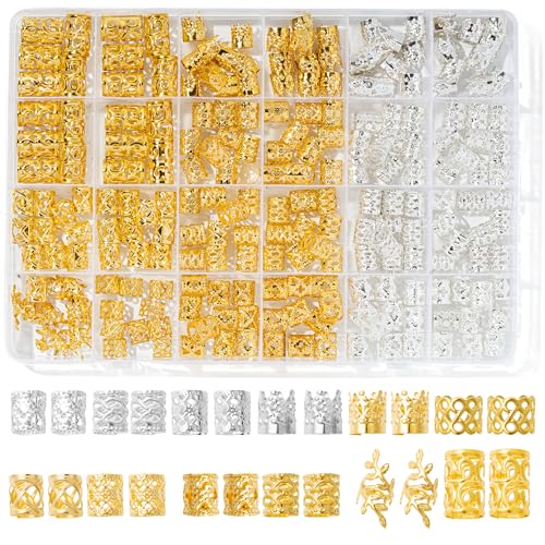 220 Pcs Gold & Silver Hair Jewelry for Braids & Dreadlocks