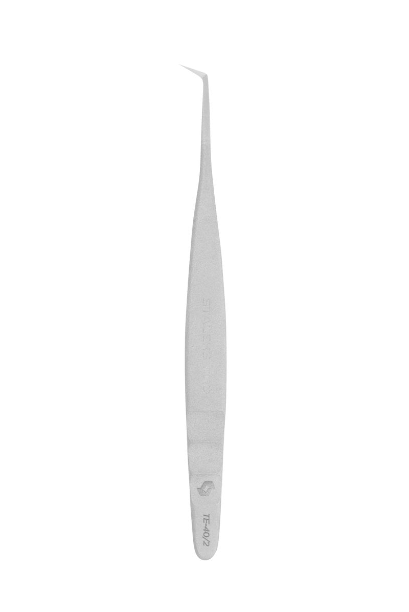 STALEKS PRO Eyelash Tweezers, Silver, Ergonomic, Stainless Steel