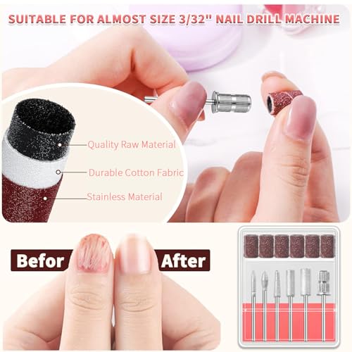 6-Piece Nail Drill Bits Set for Manicure & Pedicure - 3/32"
