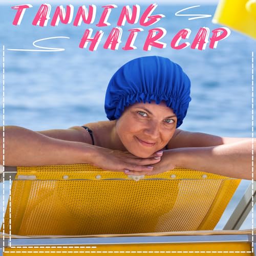 Vinsatin 4 Pcs Tanning Face Cover Hair Caps Pink & Blue Nonwoven Fabric