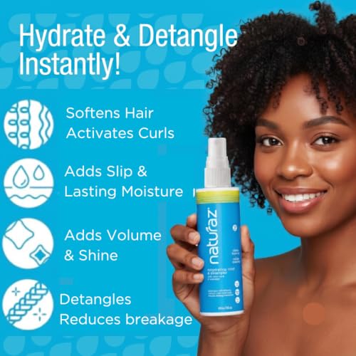 Naturaz Curly Hair Detangler Spray – Leave-In Conditioner for Kids & Adults, Vegan, 8 fl oz