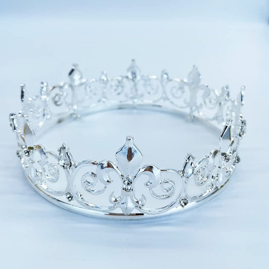 Royal Full King Crown Metal Crowns And Tiaras For Wedding Birthday Christmas Costume Cosplay Valentine Party (Silver)