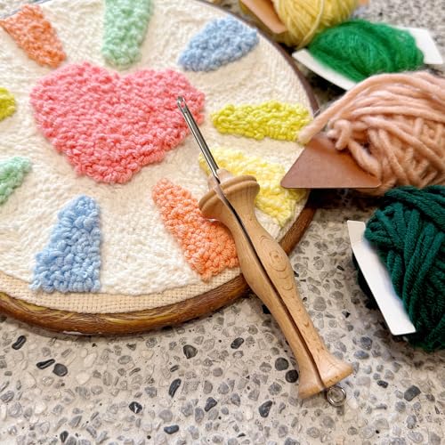 Punch Needle Rug Hooking Tool with Beech Wood Handle - Size #8 Fine