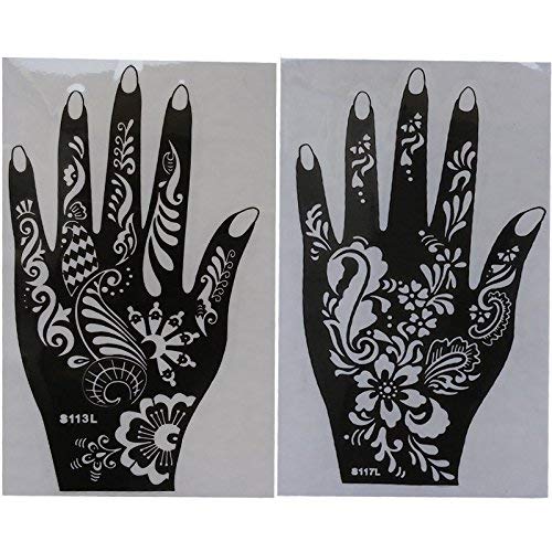 Henna Tattoo Stencil Kit - 6 Reusable Sheets for Women & Girls
