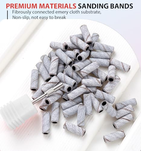 Lumcrissy 250Pcs Multi-Color Mini Nail Sanding Bands Set with 3mm Mandrel – Fine Grit for Acrylic & Gel Nails, Color1#
