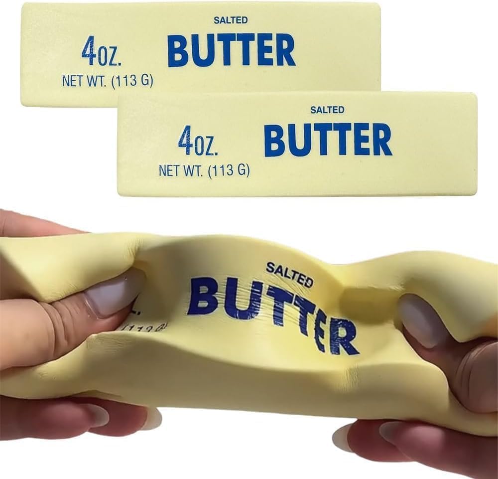 Slow Rebound Cute Butter Squeeze Stress Balls, 2026 New Squeeze Ball Realistic Butter Stick Soft Squeeze-Toys, Upgrade Stress Relief Fidget Toys Wet Slow Rebound Stress-Relief-Toy Yellow 3pcs