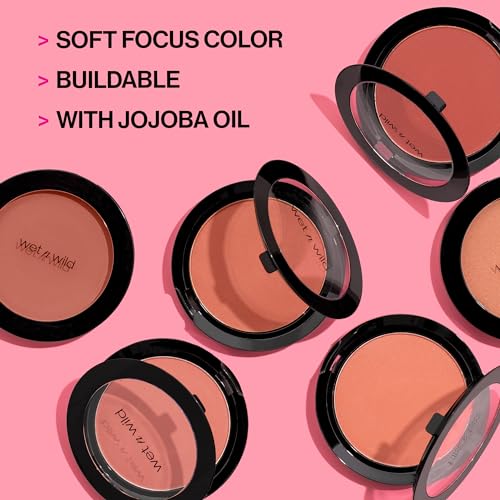 Wet n Wild Color Icon Blush 2-Pack Pearlescent Pink - Natural Matte Finish, Infused with Jojoba Oil