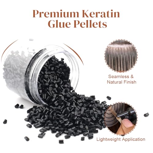 GlamorDove Brown Keratin Hair Extension Glue Beads - 40g