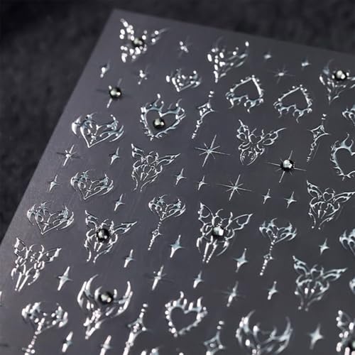 5D Silvery Star Nail Art Stickers for Creative Nail Decoration