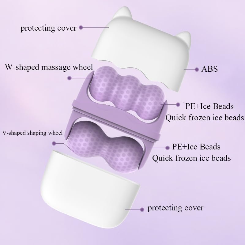 WAZXIQN Purple Ice Face & Eye Roller 2-in-1 Cooling Skin Massage Tool