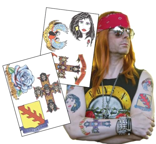 80s Rocker Temporary Tattoo Set for Costumes & Cosplay