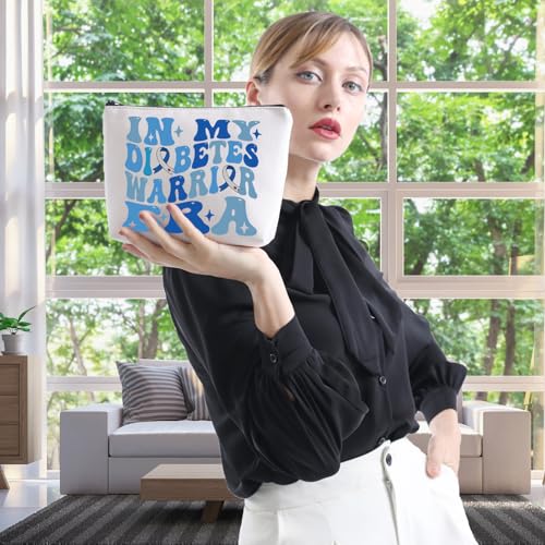 Diabetes Warrior Makeup Bag - Canvas Cosmetic Pouch Travel Organizer