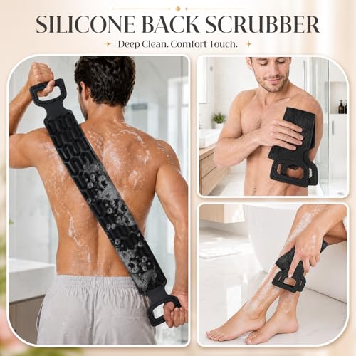 Manmihealth Silicone Back Scrubber for Shower, Dual-Sided Exfoliator
