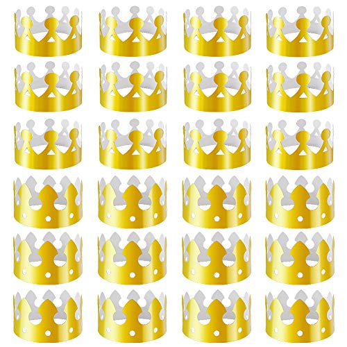 Aniann Gold Paper Crowns - Adjustable for Kids & Adults - 28 Pack
