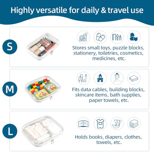 TrueLux 1L+1M+3S Clear Hard Shell Travel & Makeup Organizer Cases