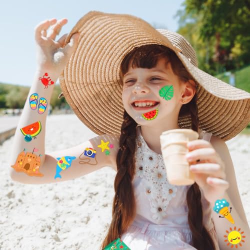 240 Summer Temporary Tattoos for Kids - Hawaiian Luau Party Fun