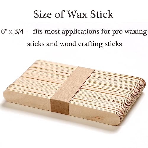 Borogo 150 Premium Wooden Wax Sticks - 6" Splinter-Free for Body & Face