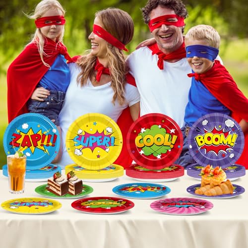 60 Pcs Super Hero Party Paper Plates - 7 Inch Disposable Tableware