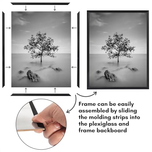 Americanflat 11x14 Black Picture Frame 3-Pack with Slide-In Front Cover