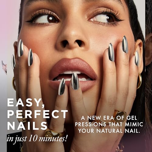 Lost Angels Say Less Chrome Press On Nails - Almond Shape - 30 Count