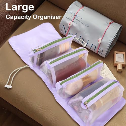 BunnyCare Large Travel Makeup Bag with 4 Detachable Organizer Pockets