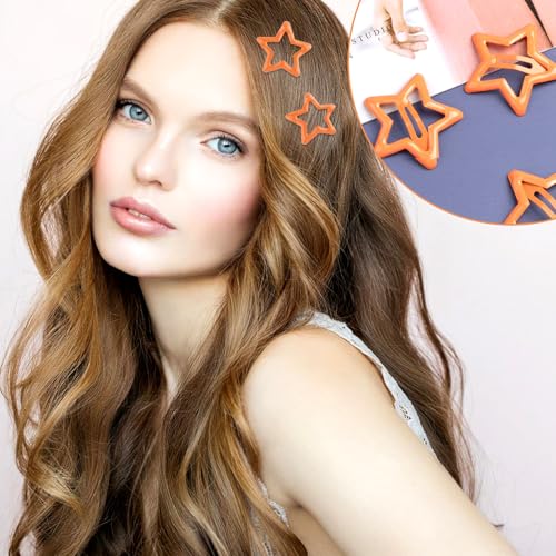 20 Pack Orange Star Hair Clips for Women | Cute Metal Barrettes