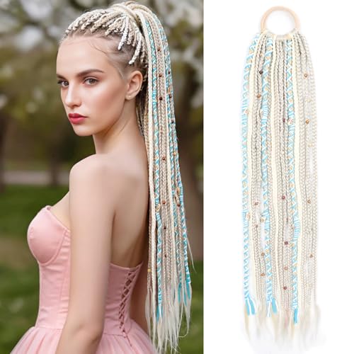 24 Inch Braided Hair Extensions Ponytail - Handmade Boho Dreads