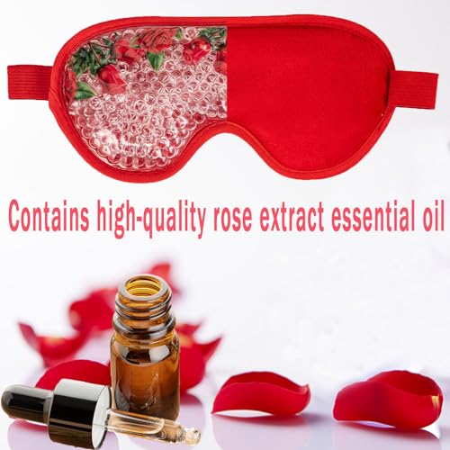 LEOSTEP Rose Essential Oil Cooling Eye Mask Set - Reusable Gel Pads for Puffiness & Headaches