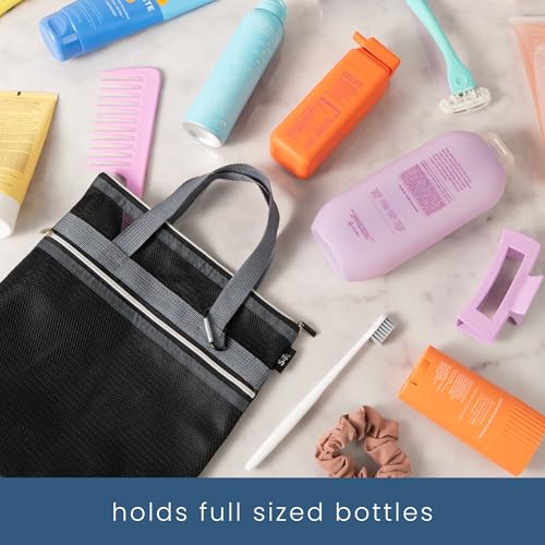Mesh Shower Caddy - 10x10 Inch Black and Grey Bathroom Organizer, Portable & Quick Drying