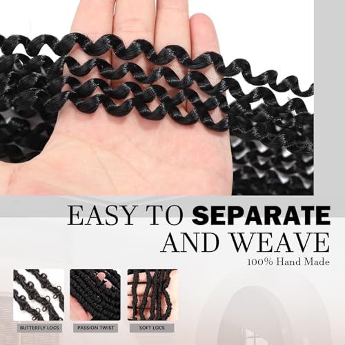 MCNJM 8 Pack Passion Twist Water Wave Crochet Hair 18 Inch Black 1B#