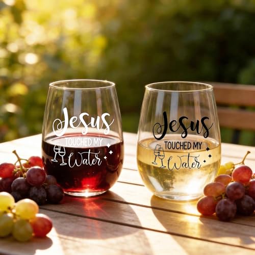 15 Oz Jesus-Themed Scratch-Resistant Wine Glass Set - Fun Gift