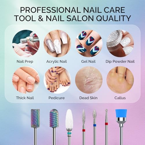 MelodySusie 7-Piece Tungsten Carbide Nail Drill Bit Set